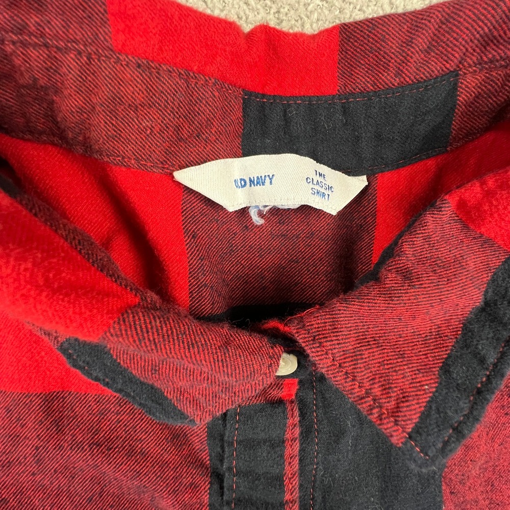 Old Navy The Classic Shirt Women's XXL Flannel Buffalo Check Red Black Button - Picture 8 of 13
